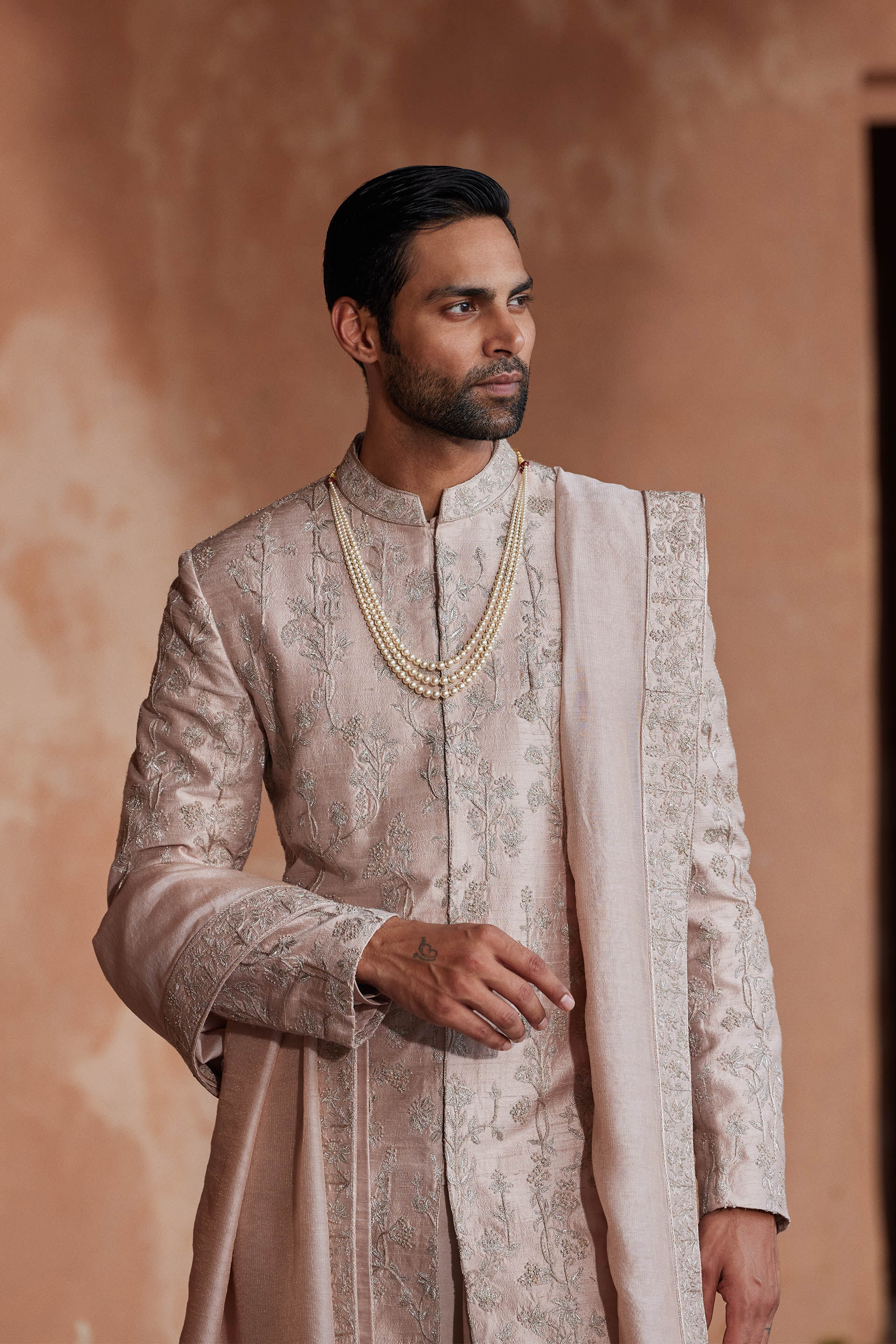 Krushan Silk Dupatta - Salmon